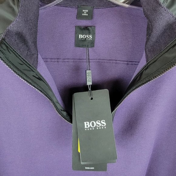 Hugo Boss Sidney Purple Black Quarter Zip Long Sleeves Pullover Sweatshirt M - Picture 13 of 16